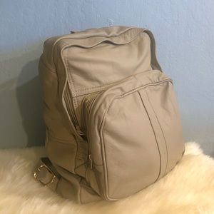 Medium Taupe Leather Backpack